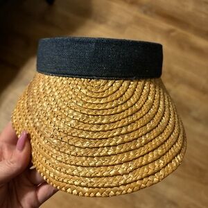 COASTAL GRANDMA Straw denim visor clean sweatband New w/o tags unworn 🩶2/10🩶